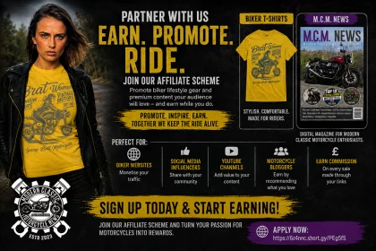 Affiliate Programme For Motorcycle Websites, Youtubers And Social Media Creators